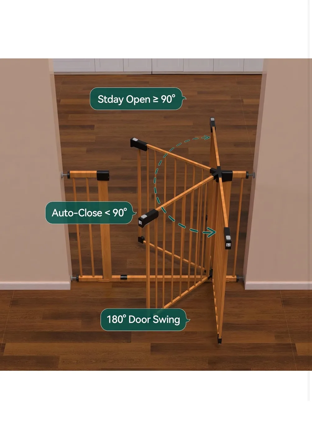 Wooden Baby Safety Gate with Double Lock image indicator(5)