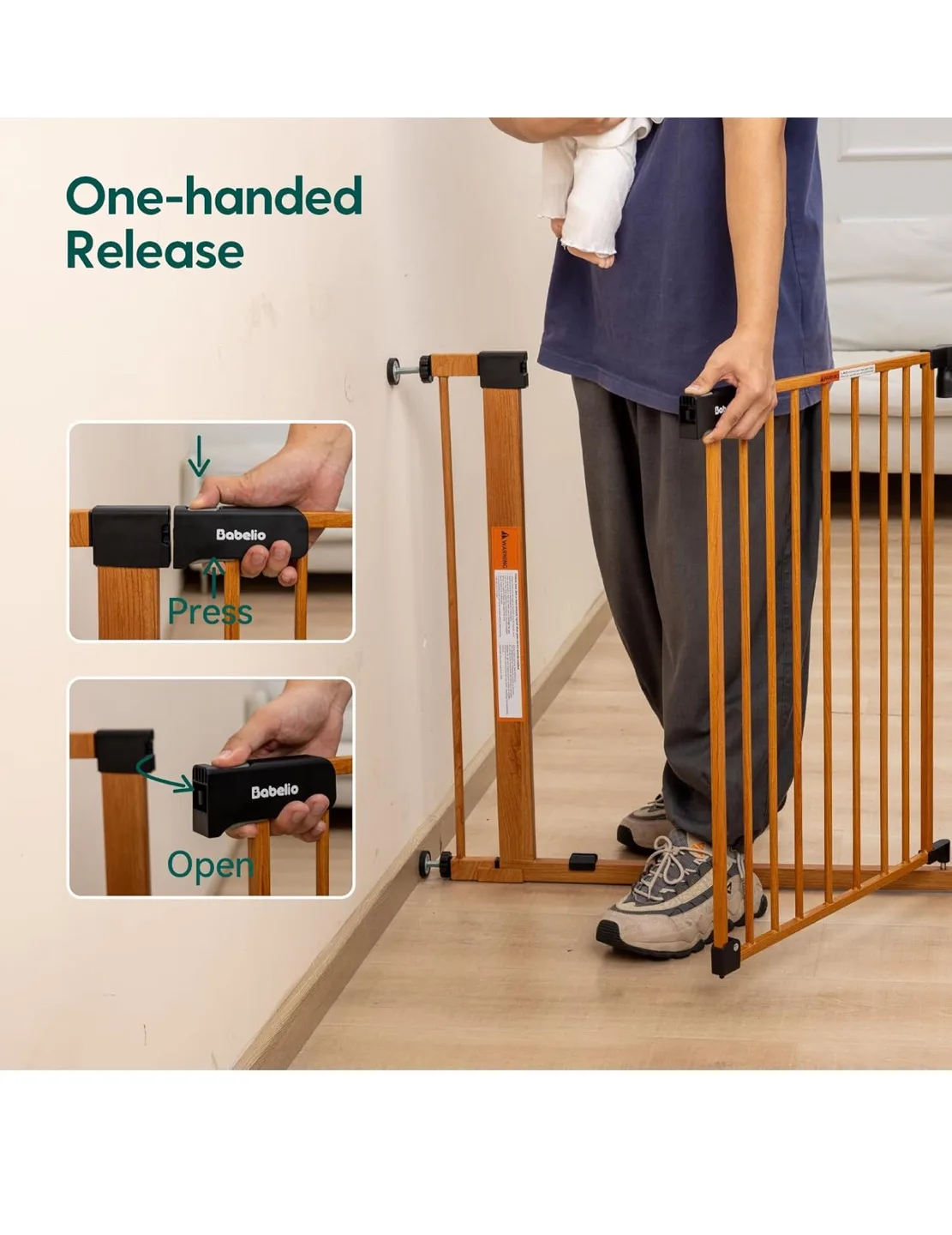 Wooden Baby Safety Gate with Double Lock image indicator(7)