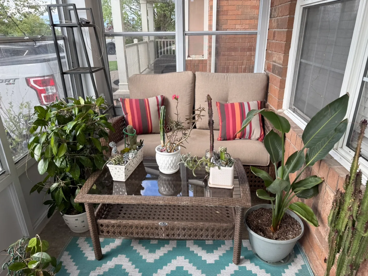 Wicker Patio Loveseat with Cushions thumbnail