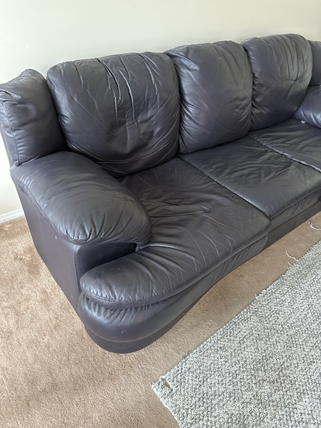 Dark Purple Leather Sofa and Loveseat Set - photo 3