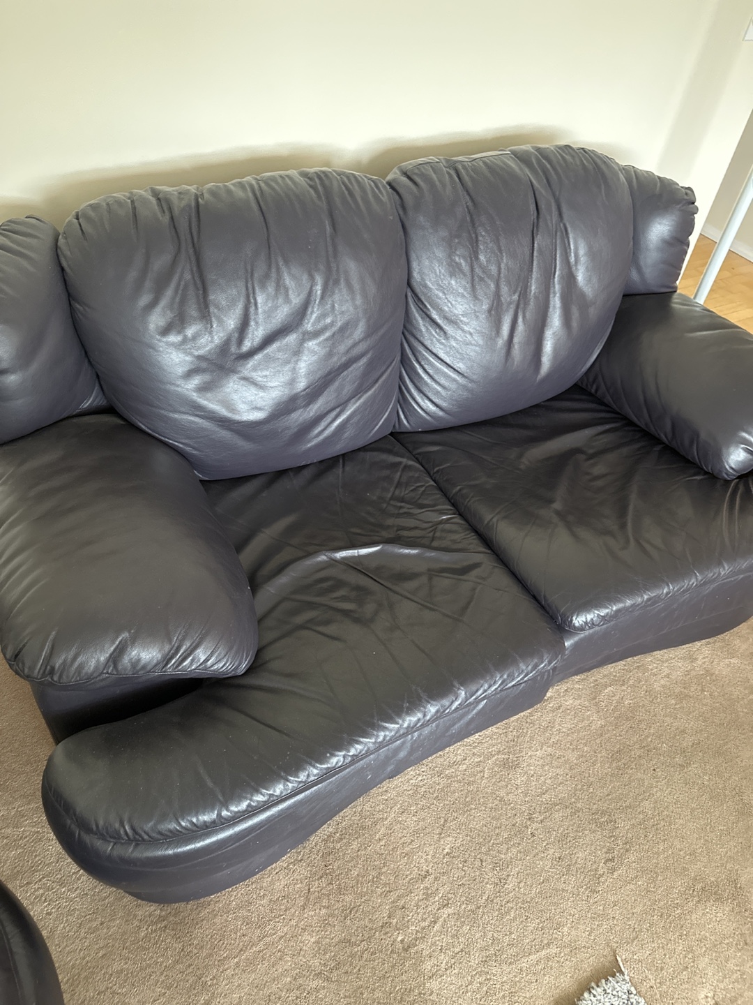 Dark Purple Leather Sofa and Loveseat Set - photo 4