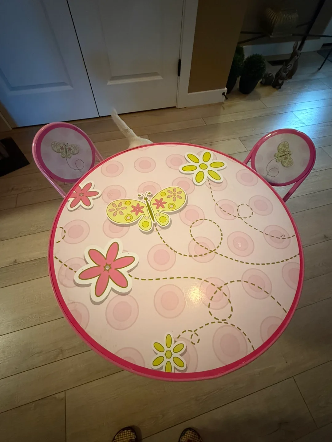 Kids' Pink Butterfly Table and Two Chairs Set thumbnail