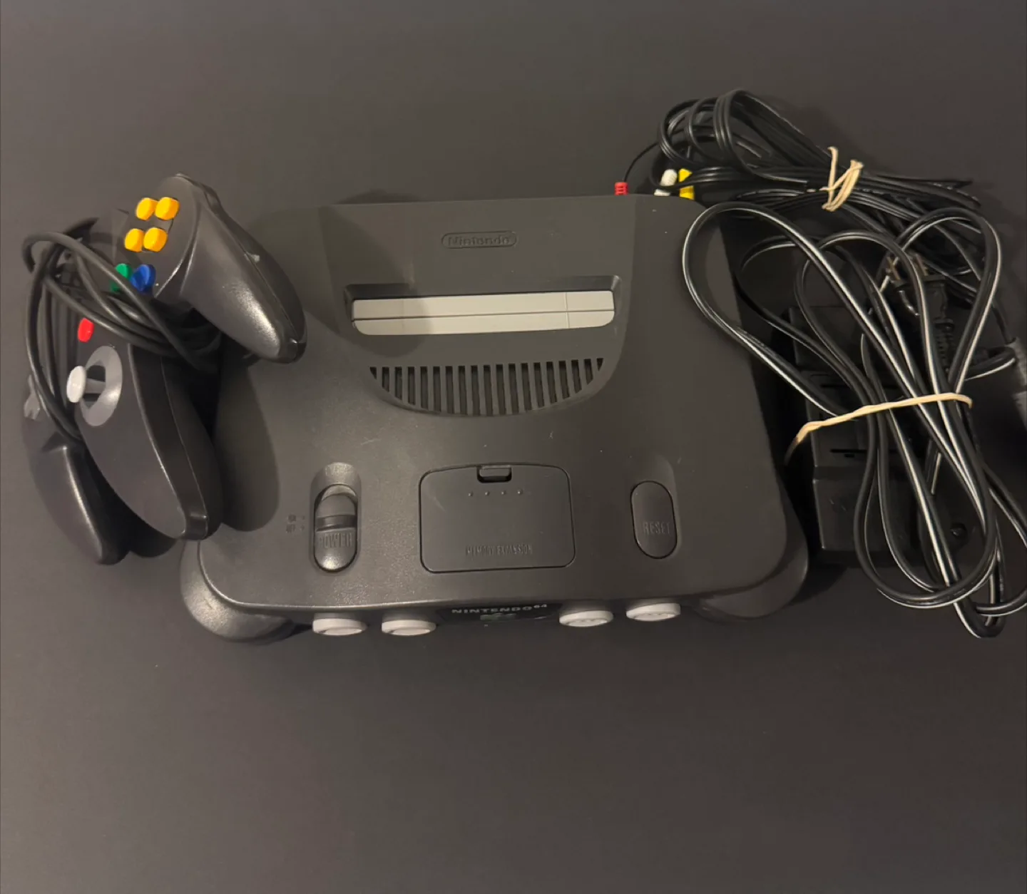 Nintendo 64 Console with Controller and Cables thumbnail