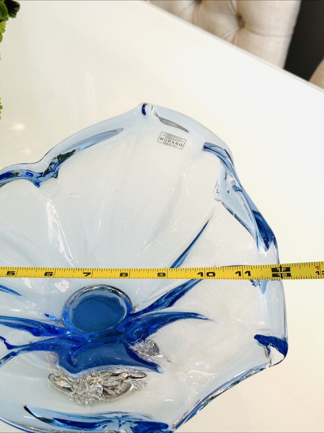 Murano Glass Bowl, Blue and Clear, Signed - photo 3