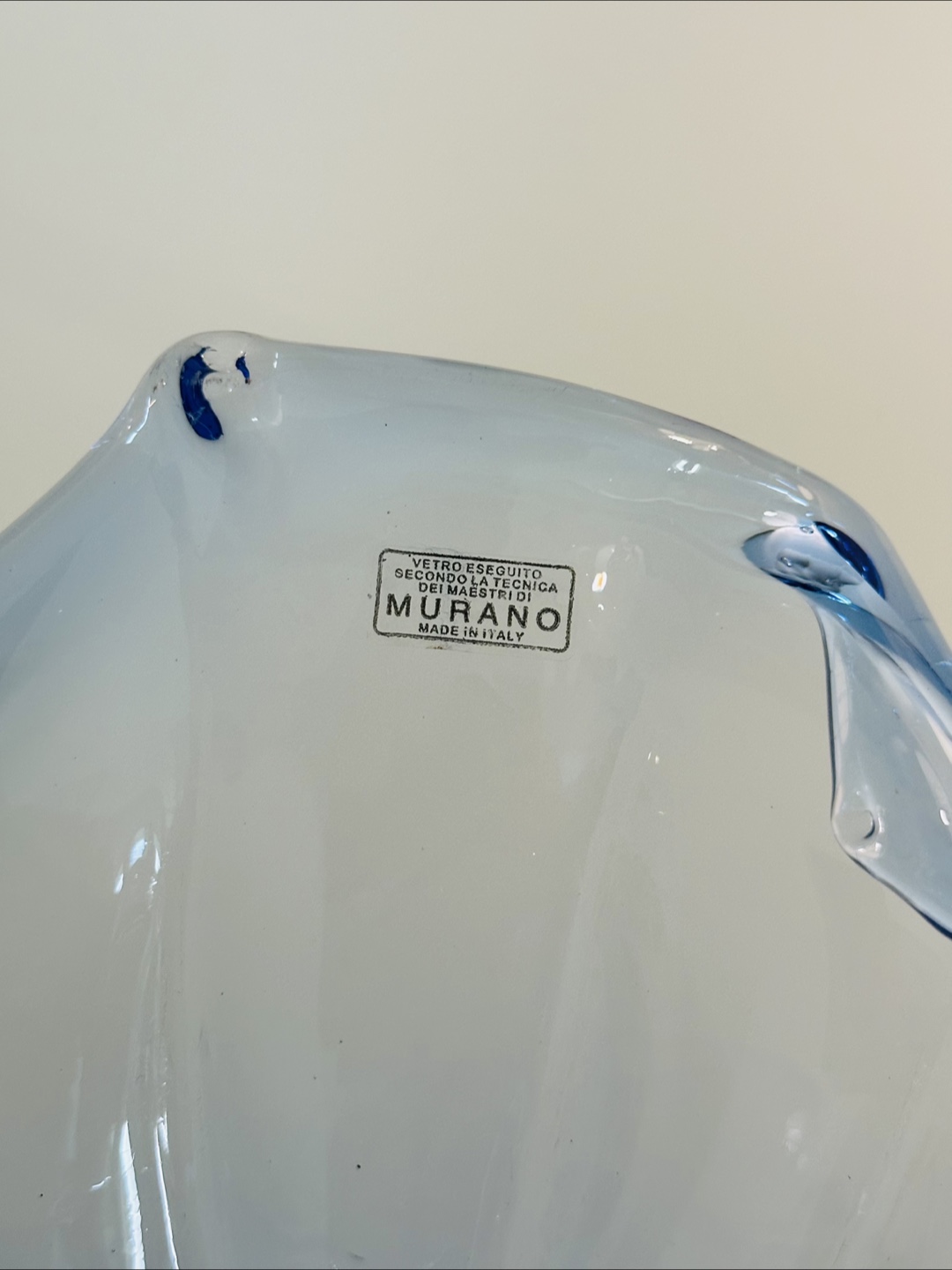 Murano Glass Bowl, Blue and Clear, Signed - photo 4