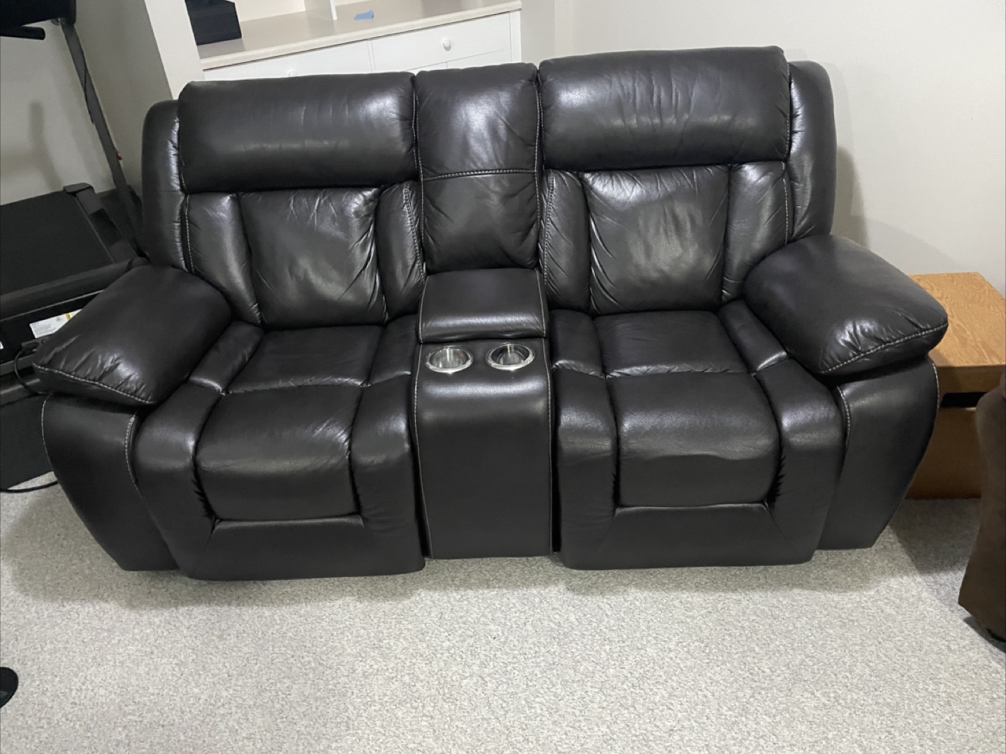 Reclining Leather Sofas With Console - photo 2