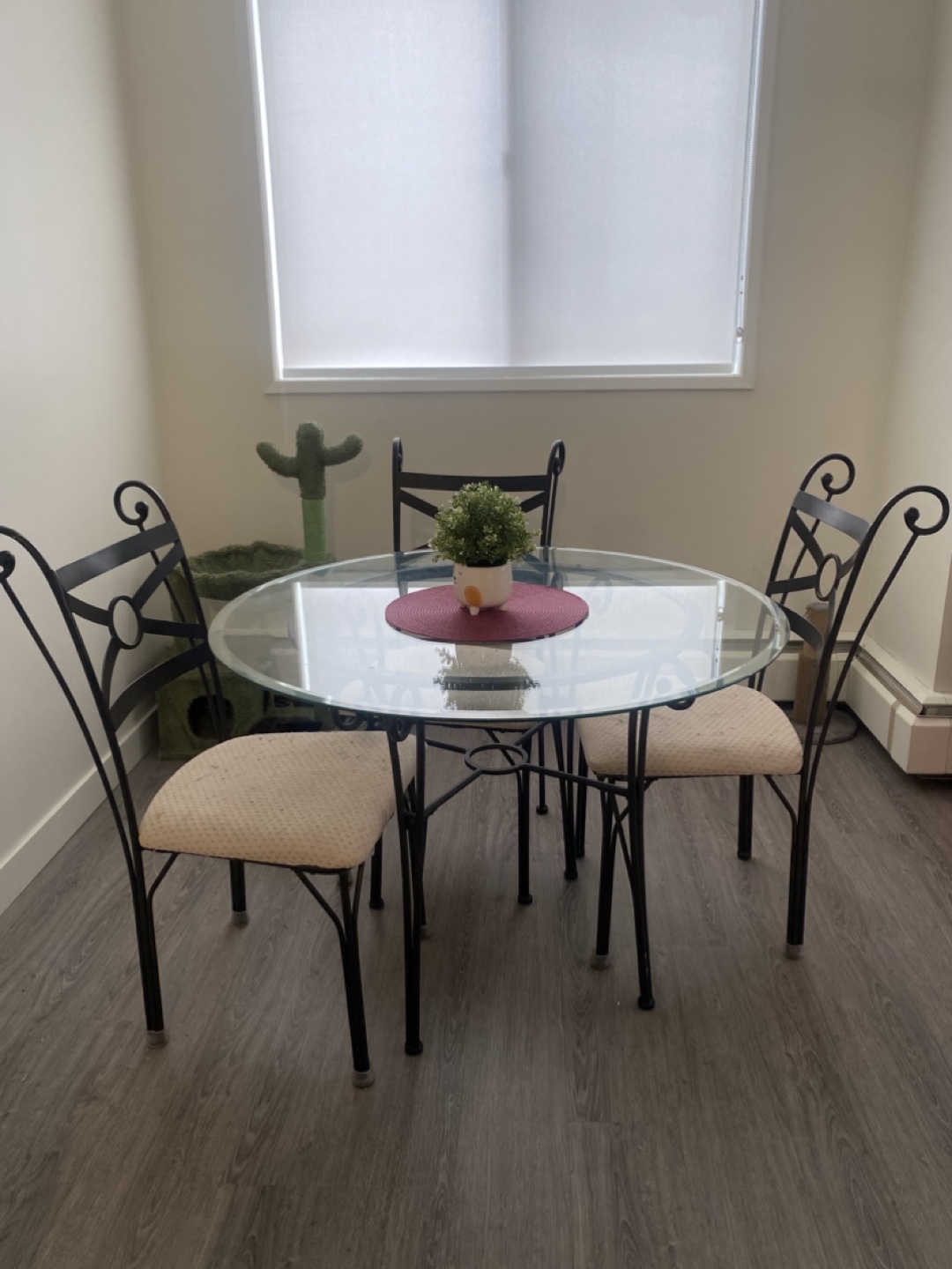 Moving sale- Glass-top dining table and three chairs set