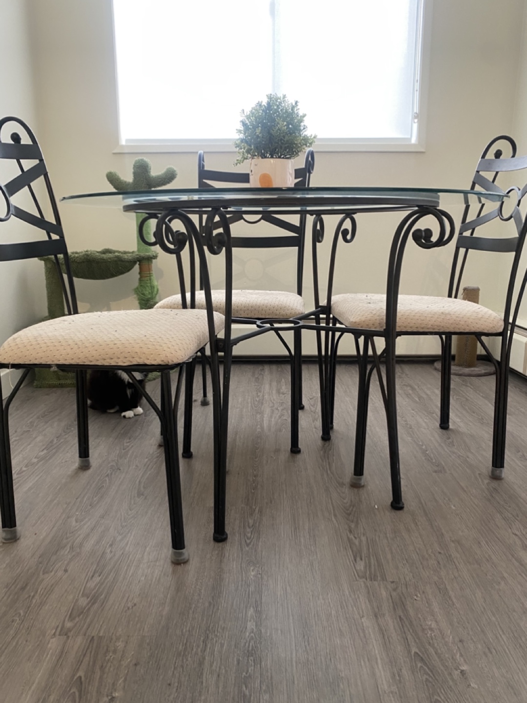 Moving sale- Glass-top dining table and three chairs set - photo 3