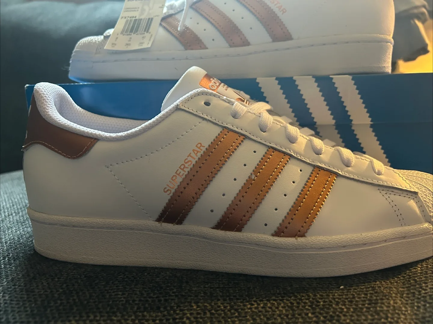Adidas Superstar W White and Copper Sneakers - Women's Size 9.5 image indicator(3)
