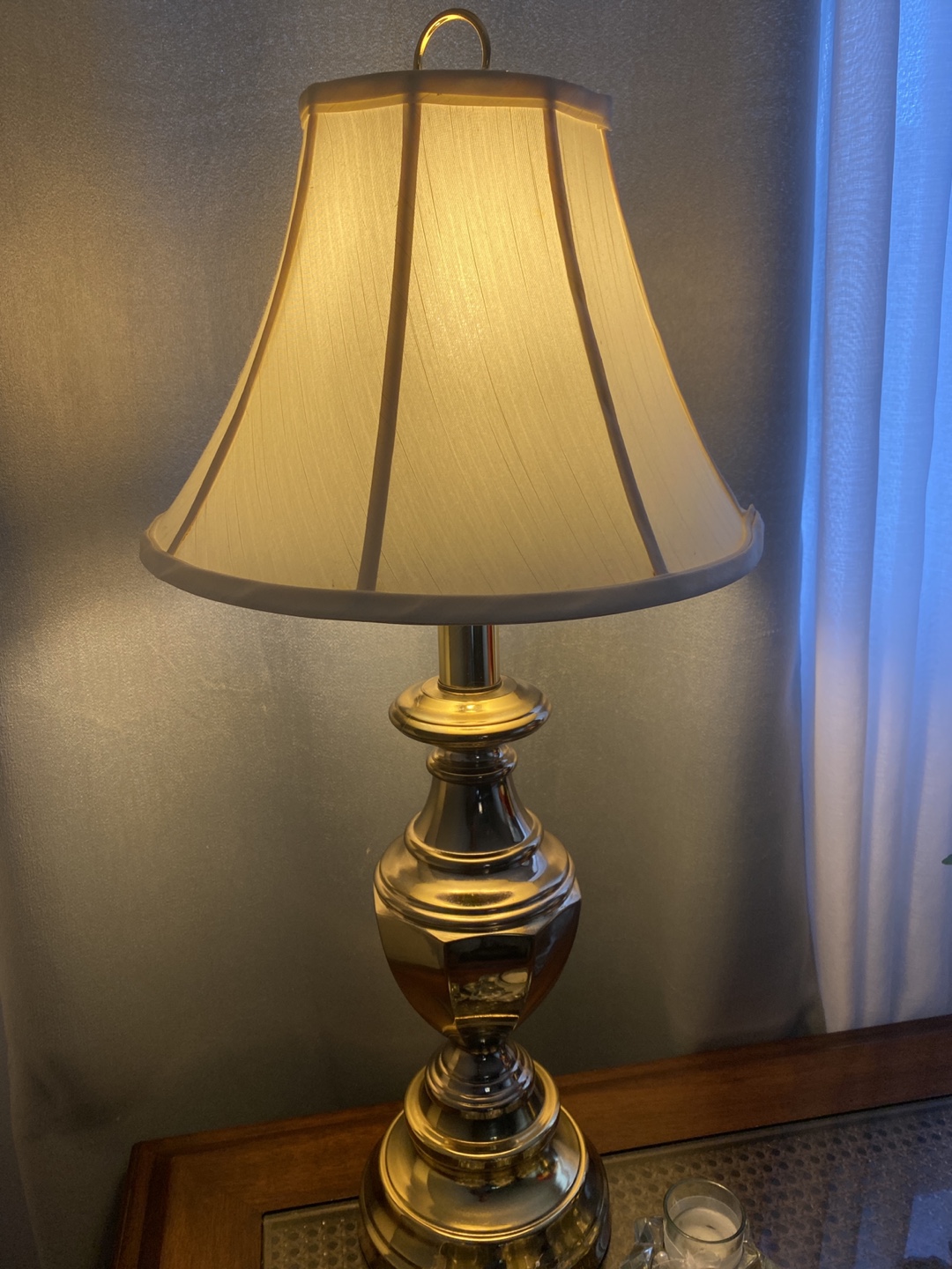 Brass Table Lamp with Off-White Shade - photo 4