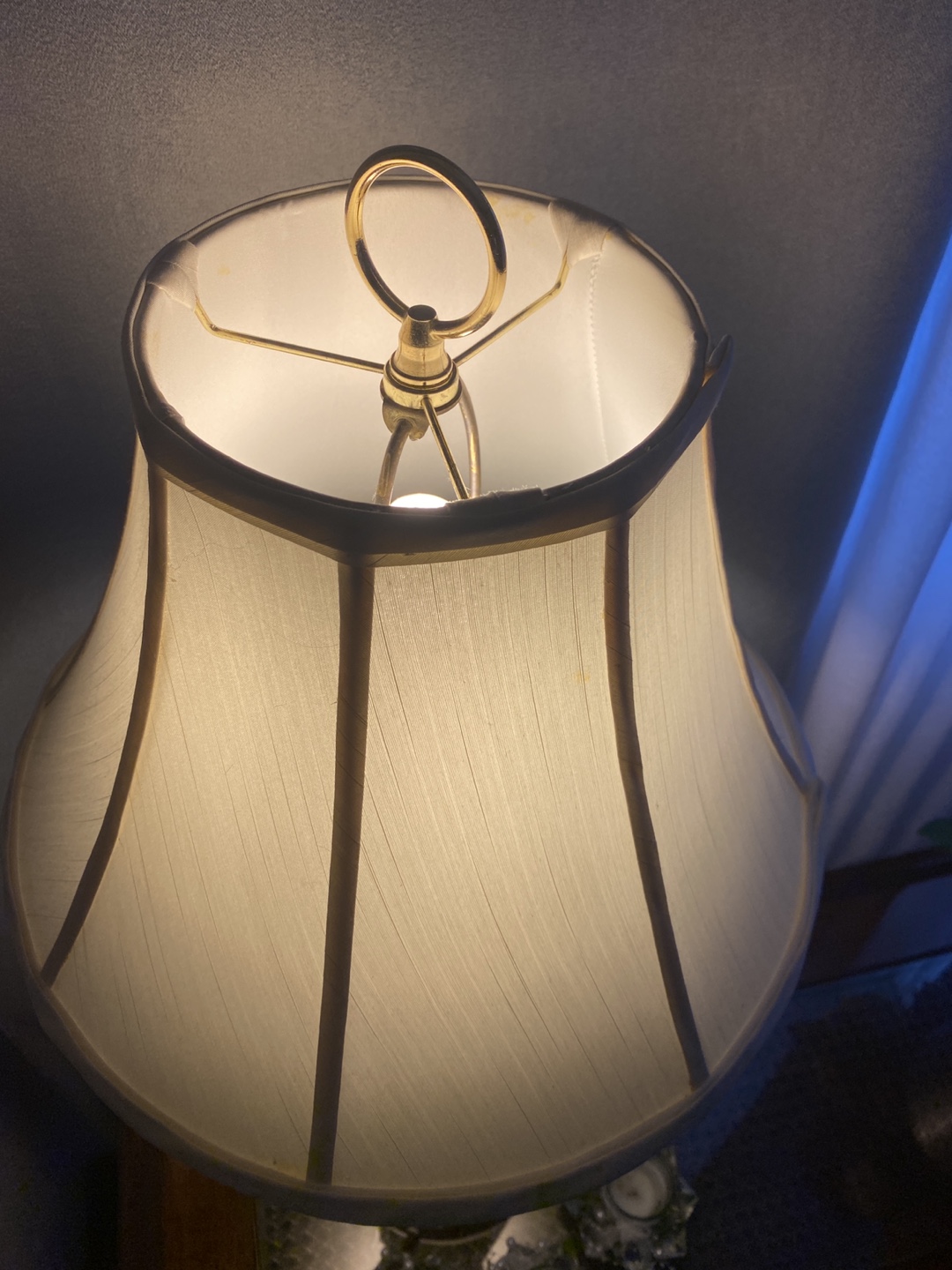 Brass Table Lamp with Off-White Shade - photo 2