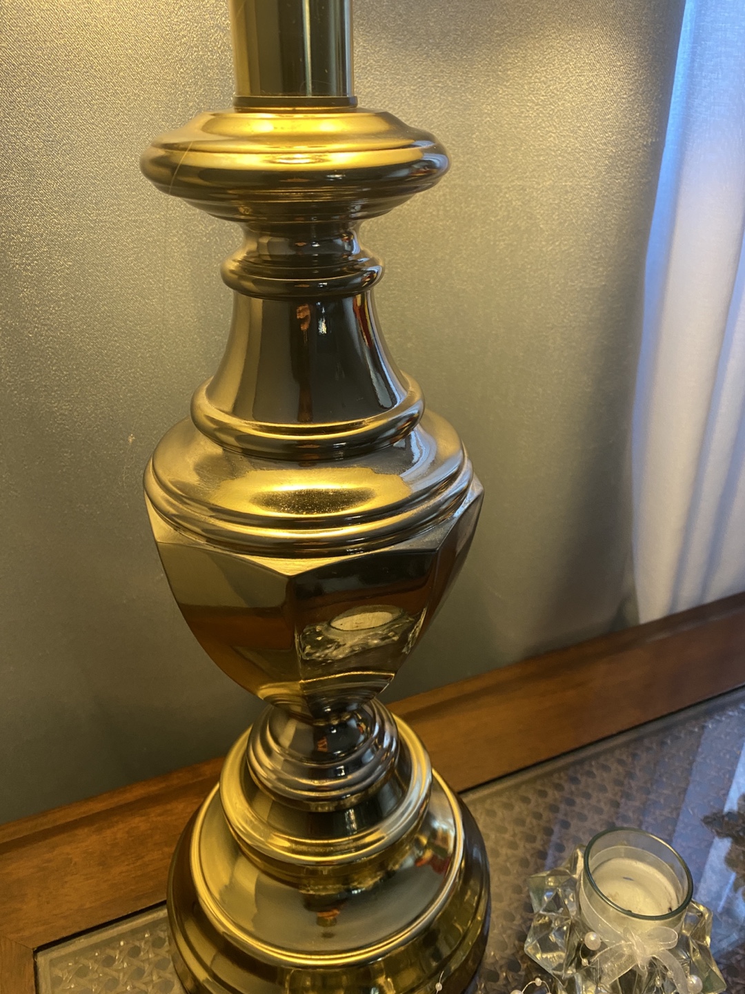 Brass Table Lamp with Off-White Shade - photo 3