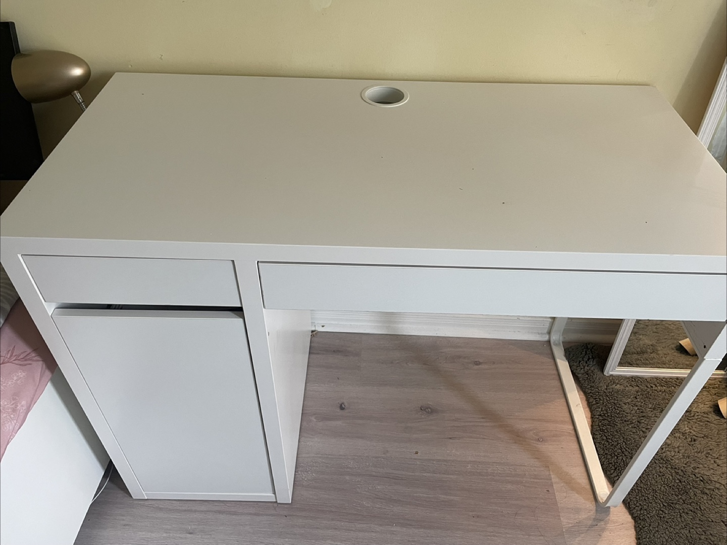 White Desk with Drawer and Cabinet
