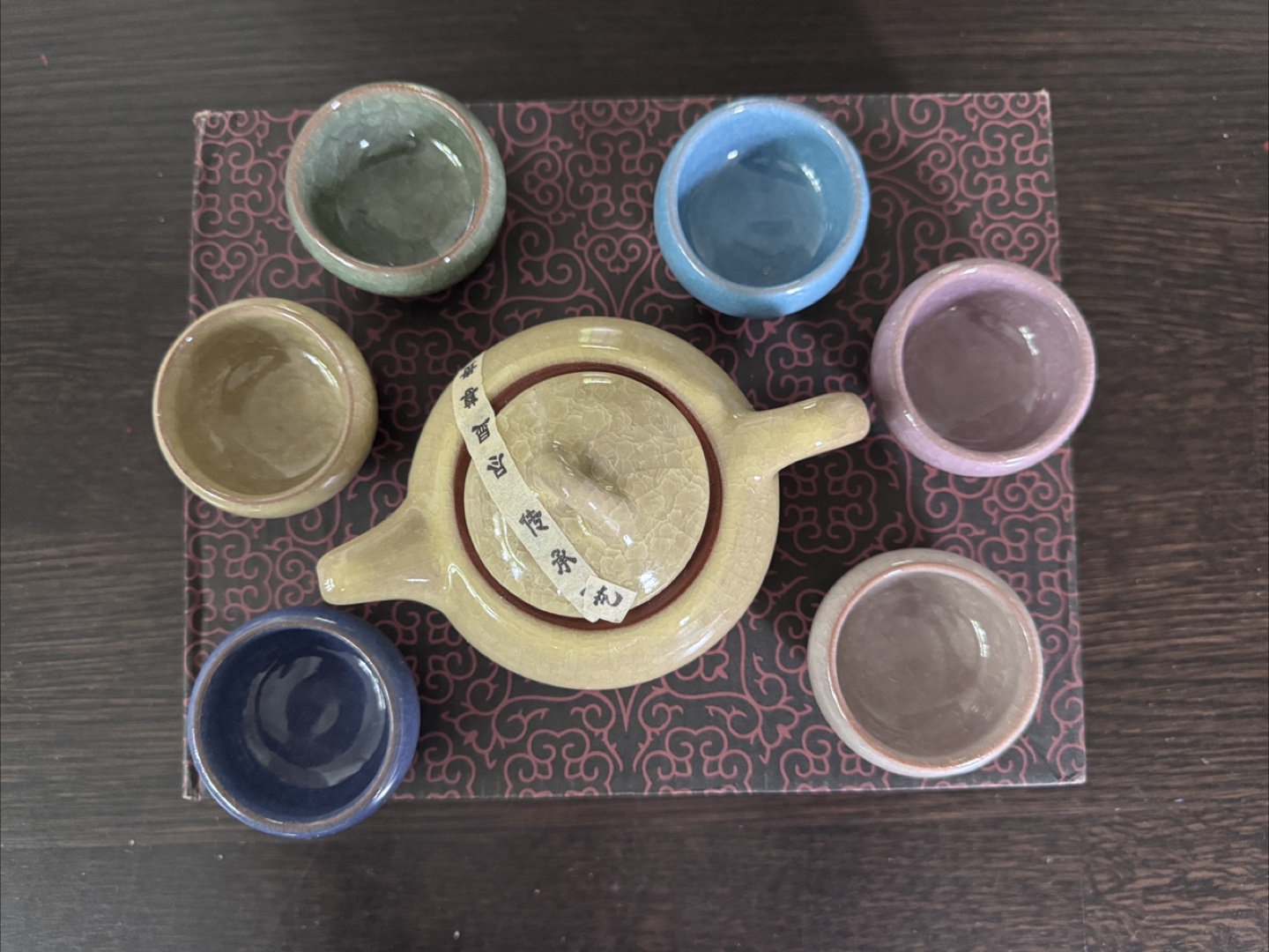 Hand made ice-crackle porcelain Tea Set with Six Cups - photo 2