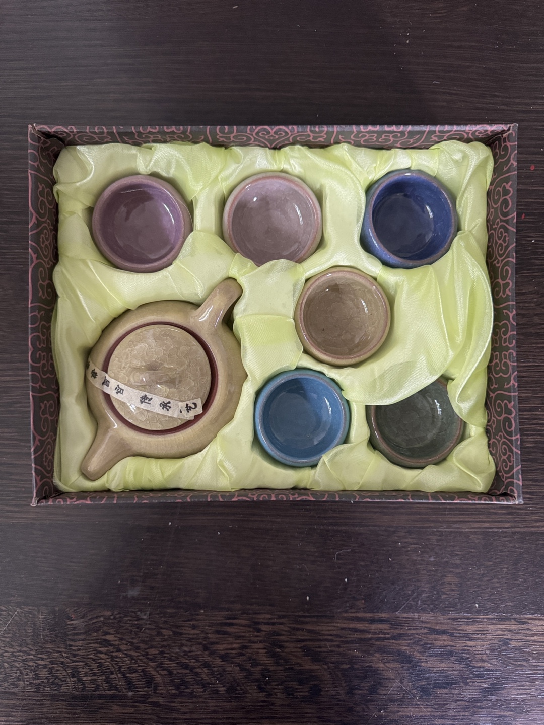 Hand made ice-crackle porcelain Tea Set with Six Cups - photo 3