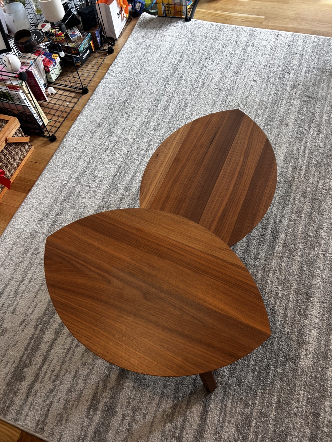 Two Nested Leaf-Shaped Walnut Coffee Tables - photo 2