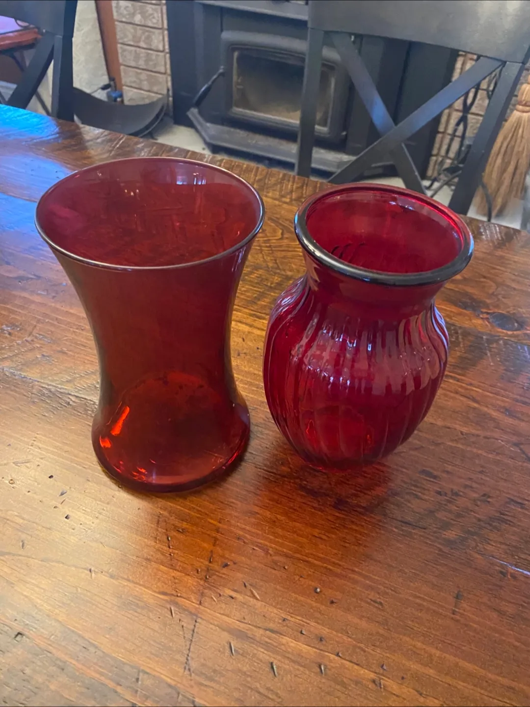Pair of Ruby Red Glass Vases thumbnail