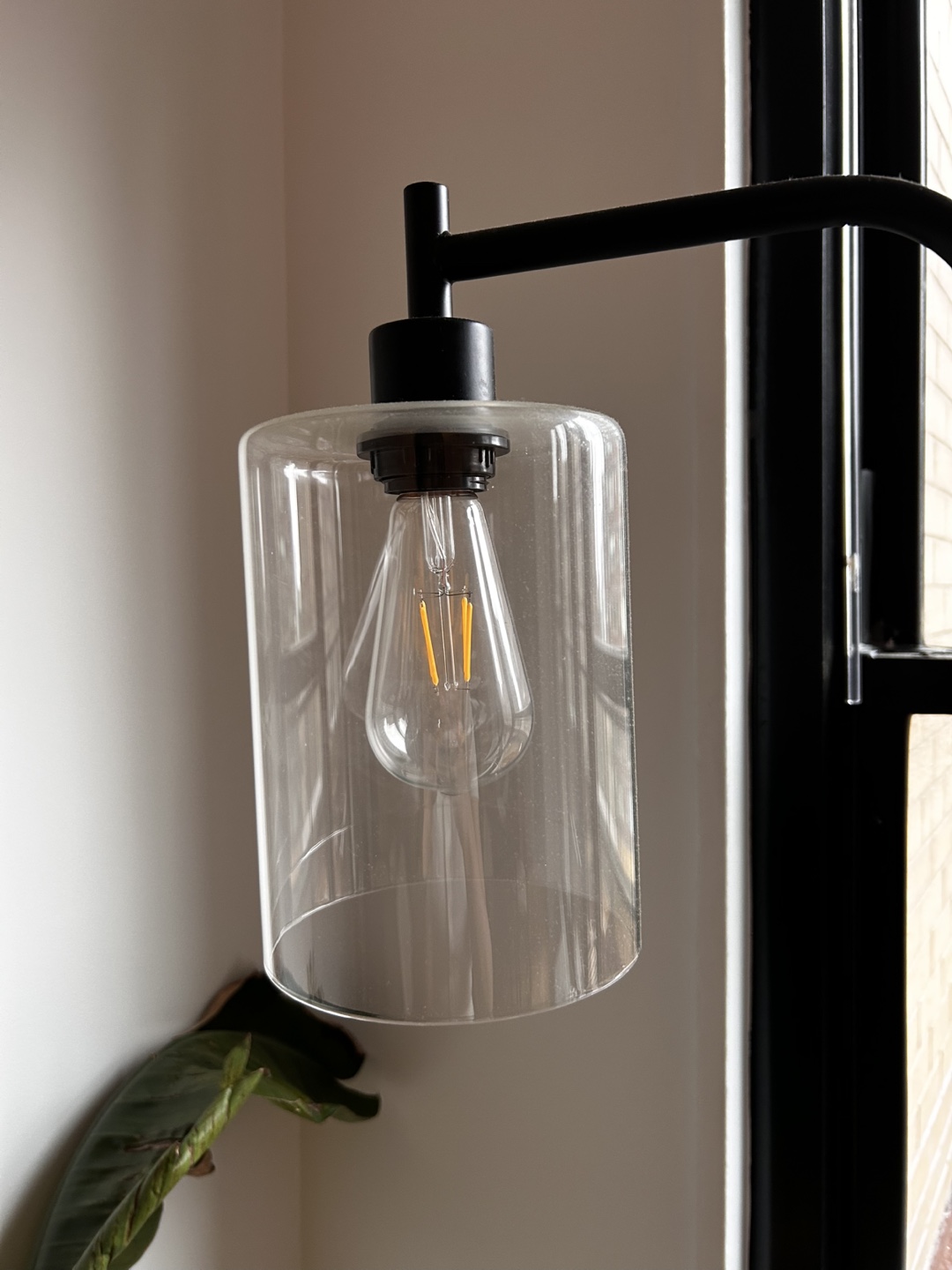 Black Arc Floor Lamp with Glass Shade - photo 2
