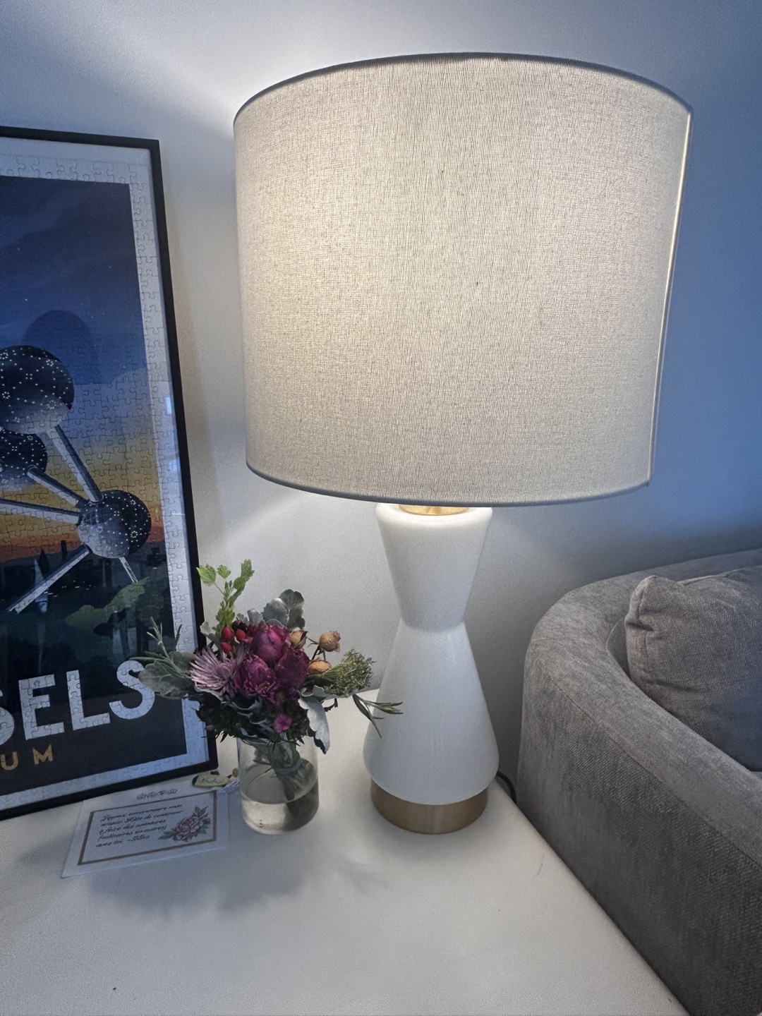 West elm Modern White Table Lamp with Linen Shade