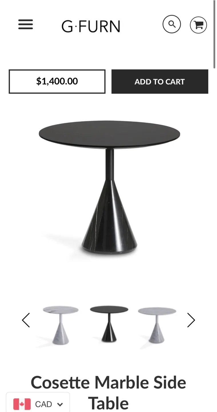 G-Furn Cosette Marble Side Table - Black image indicator(2)