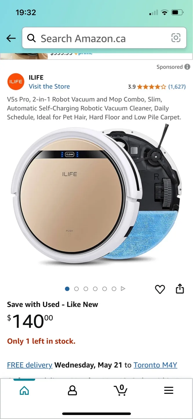 ILIFE V5s Pro Robot Vacuum and Mop Combo thumbnail