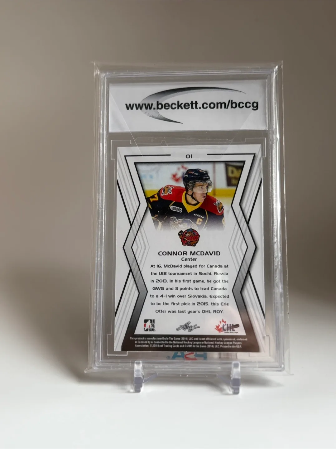 Connor McDavid 2015-16 OHL Draft Rookie Card - Beckett 10 image indicator(2)