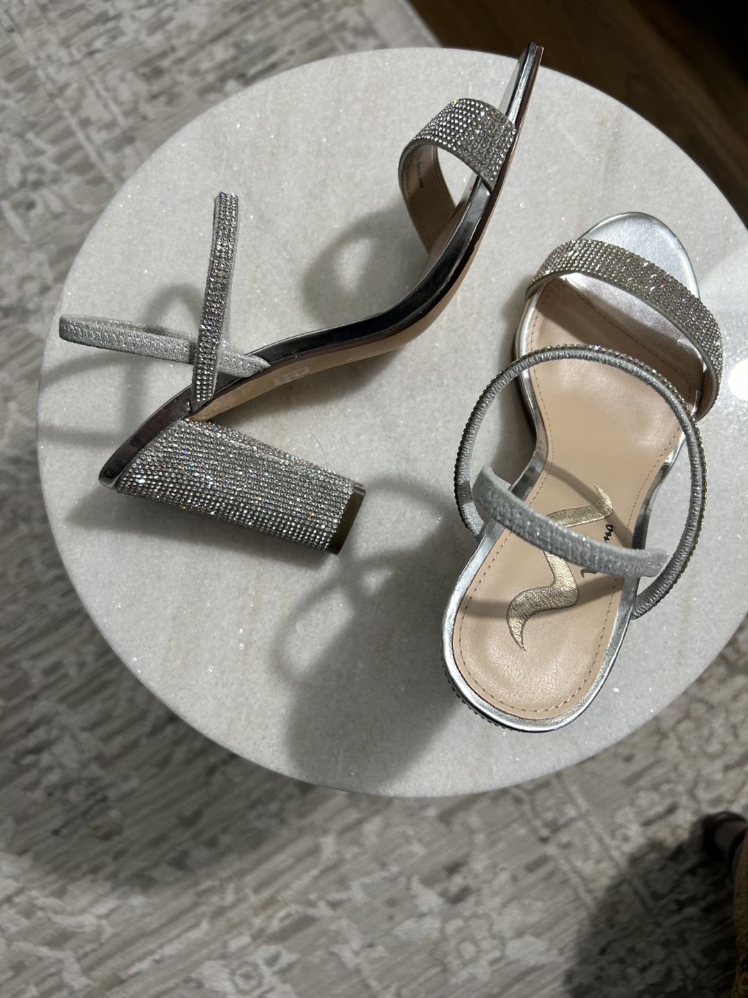 Nina Silver Rhinestone Block Heel Sandals - Size 7.5M - photo 2