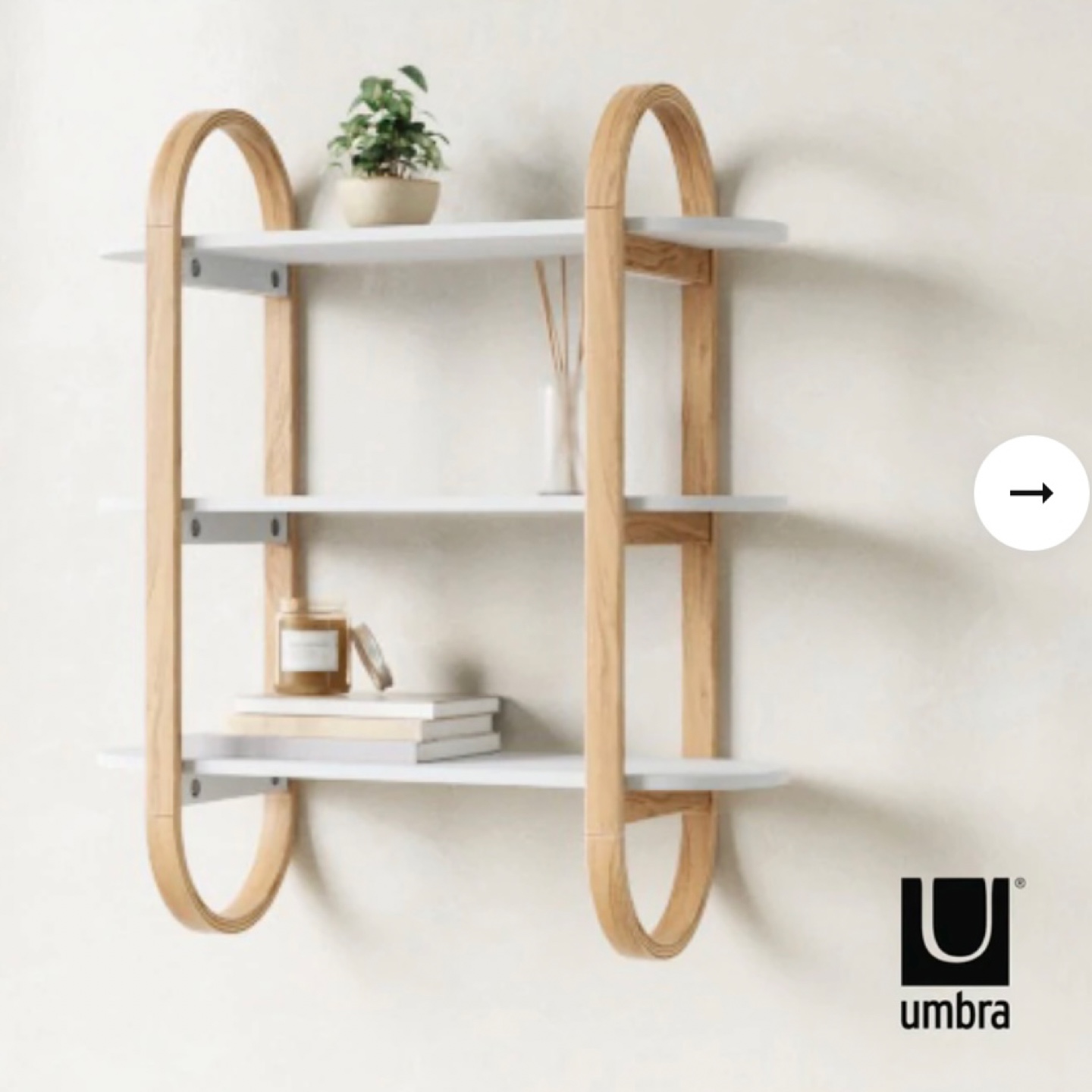 Umbra Bellwoods Wall Shelf - Light Wood & White - photo 4