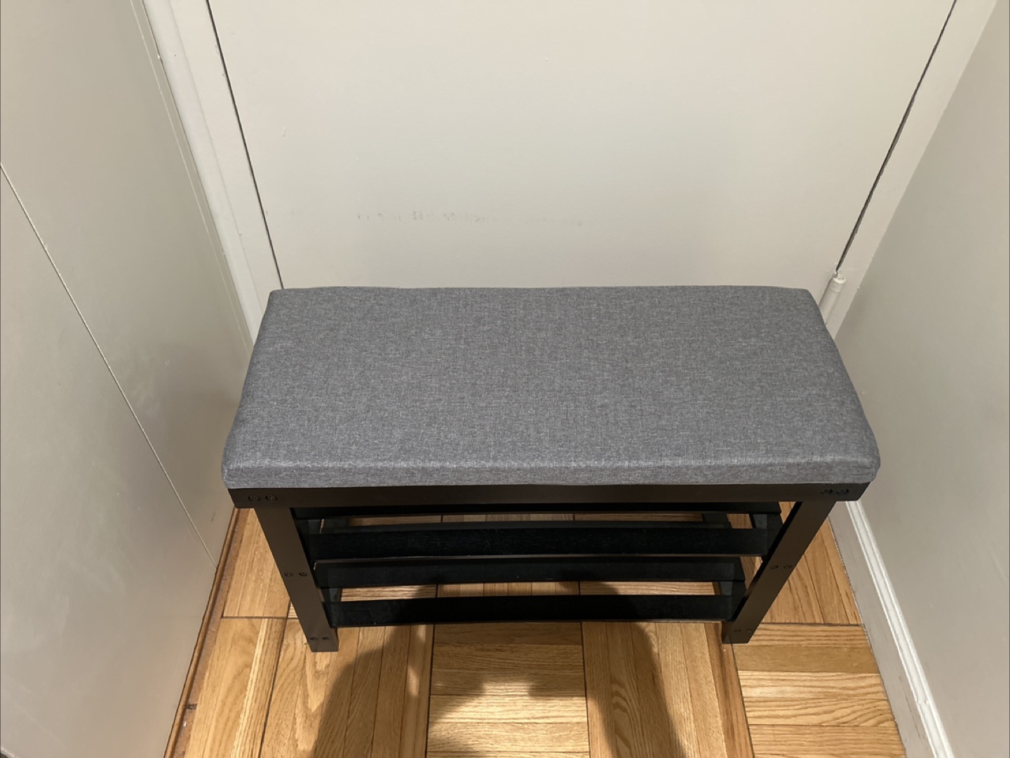 Black Shoe Bench with Storage - photo 2