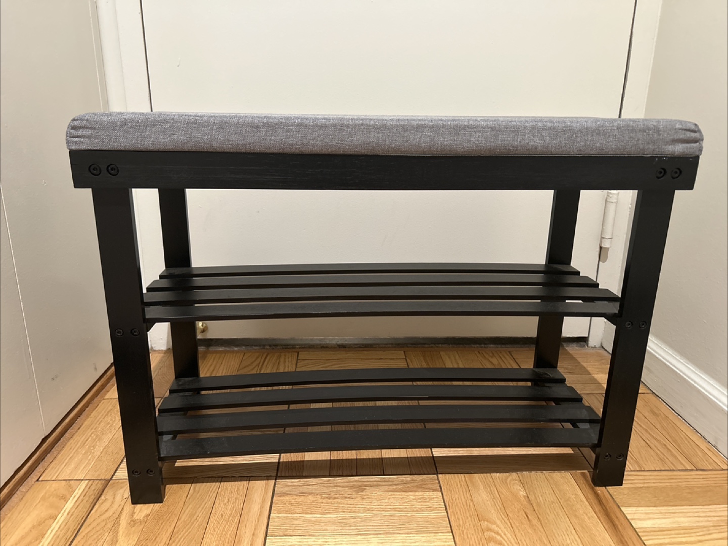Black Shoe Bench with Storage