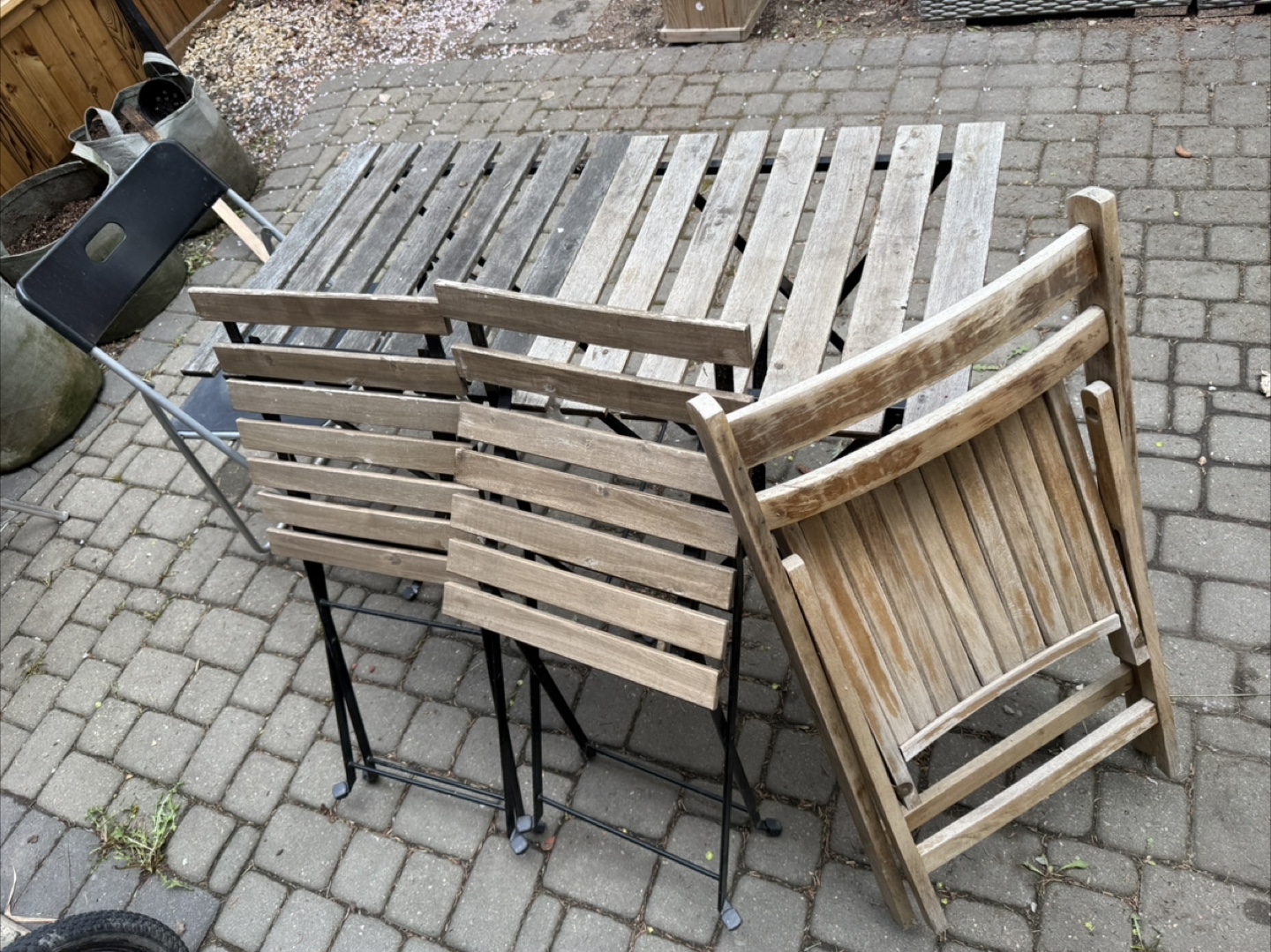 FREE TONIGHT Folding Patio Table and Chairs Set - photo 3
