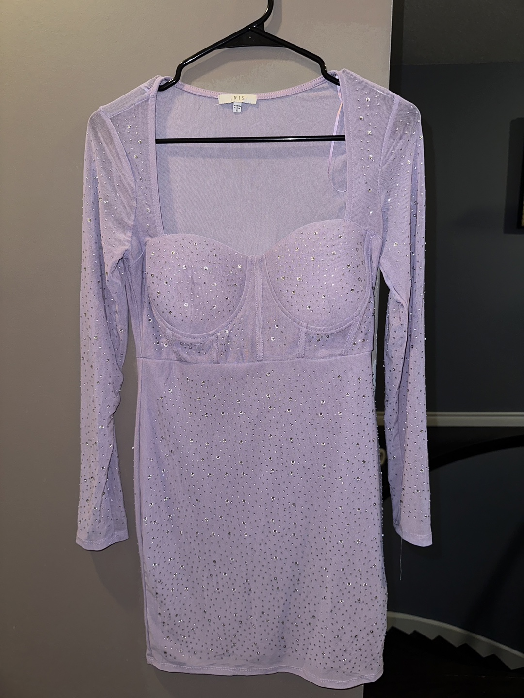 IRIS Lilac Rhinestone Mini Dress