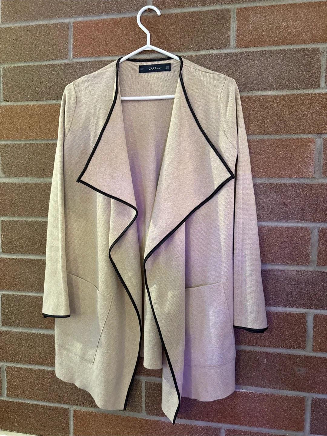 Zara Knit Beige Cardigan Size Small thumbnail