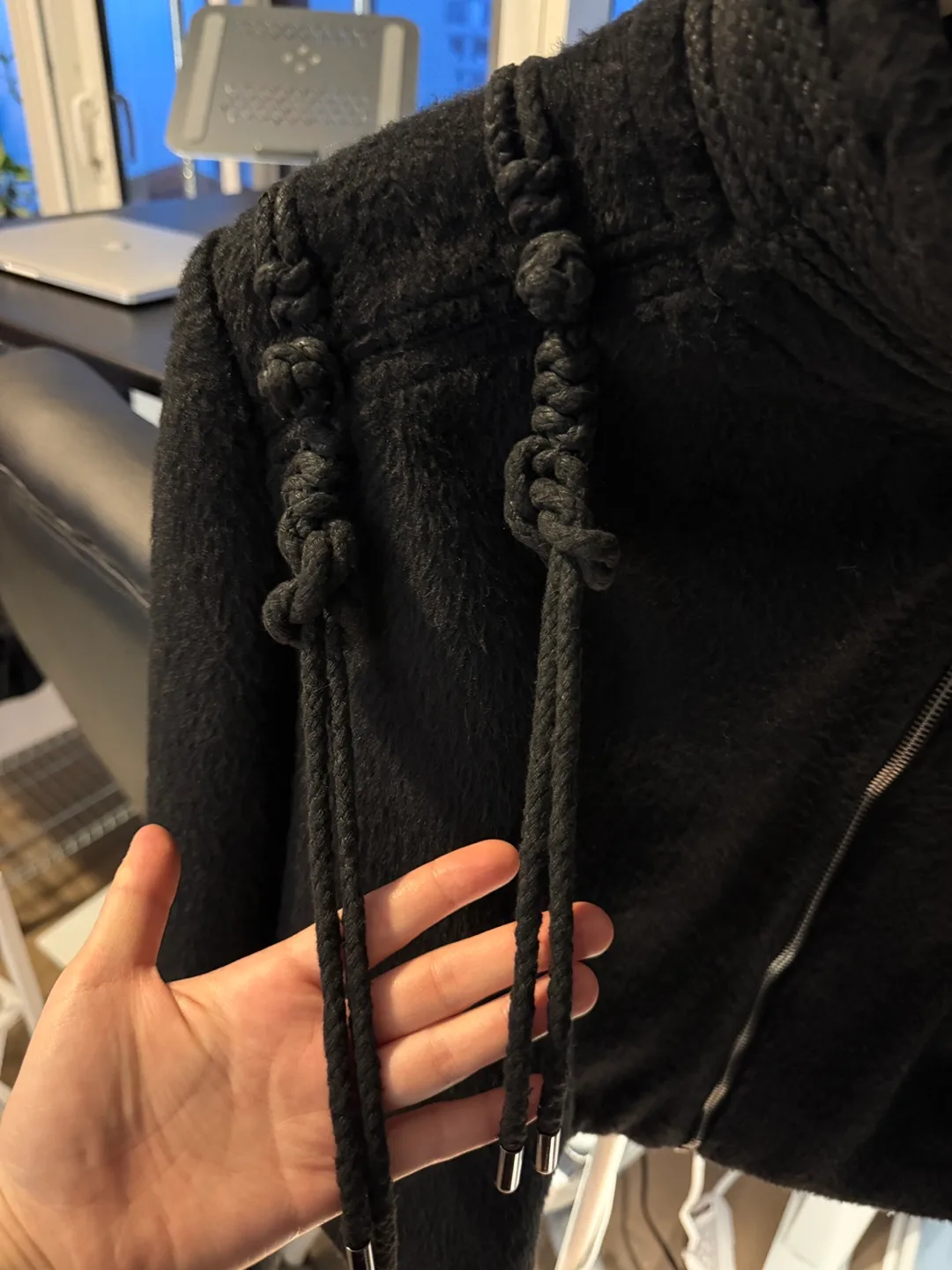 Black cropped zip-up jacket with rope detailing image indicator(2)