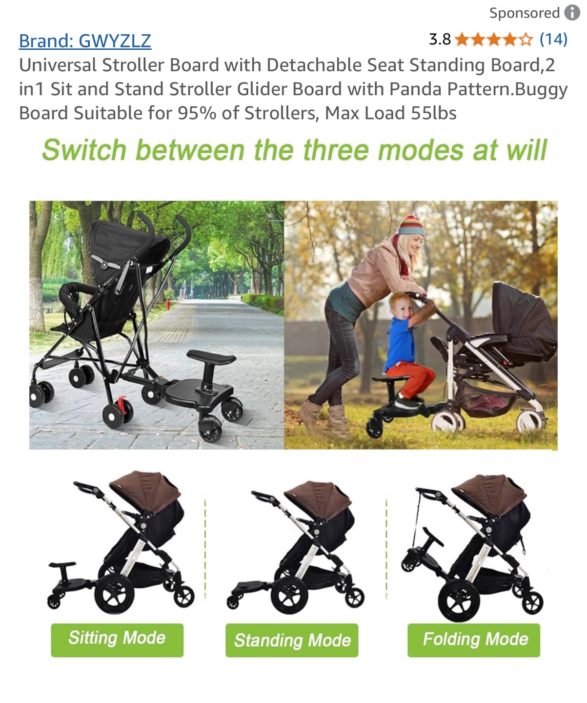 GWYZLZ Universal Stroller Board with Detachable Seat - photo 3