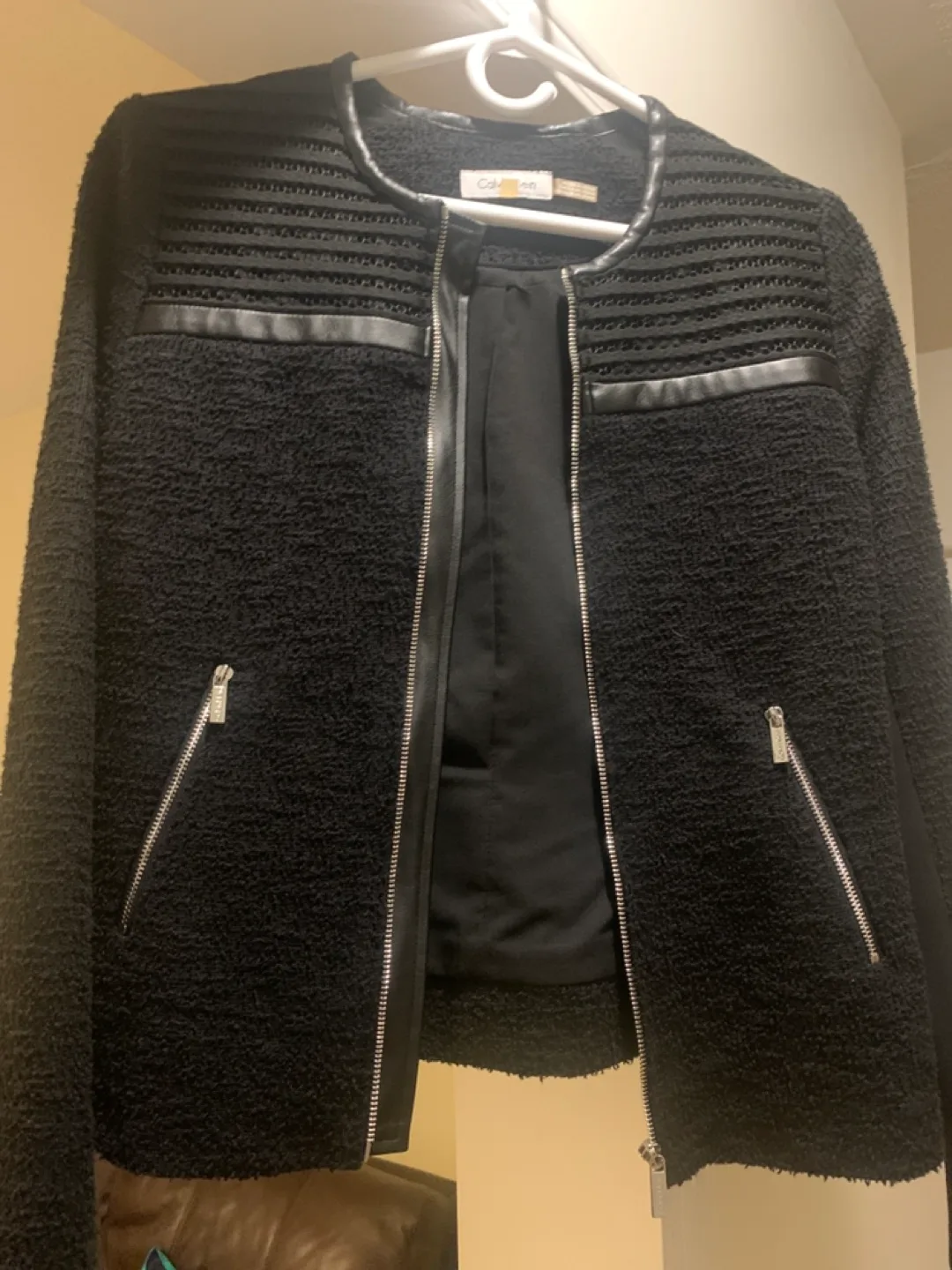 Calvin Klein Black Tweed Jacket Size 2 thumbnail