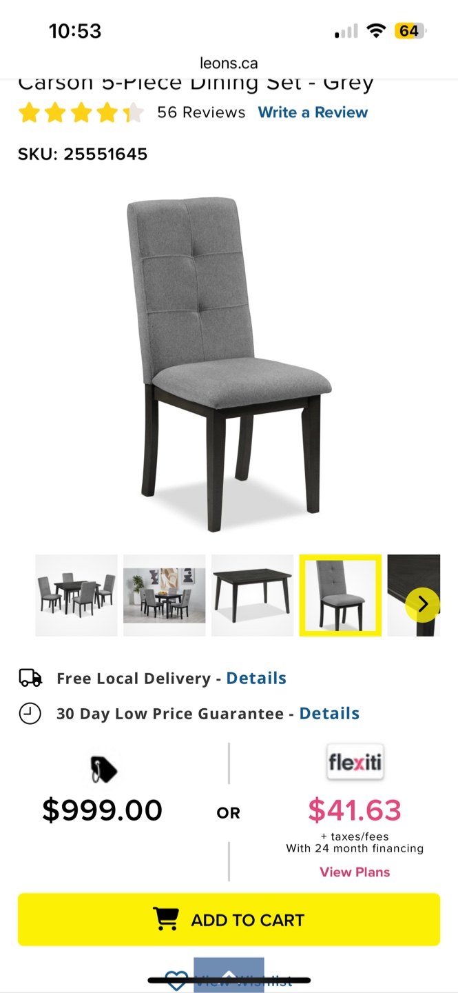 Carson 5-Piece Dining Set - Grey