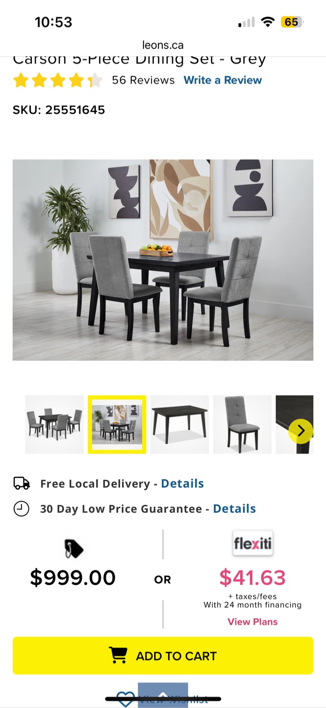 Carson 5-Piece Dining Set - Grey - photo 4