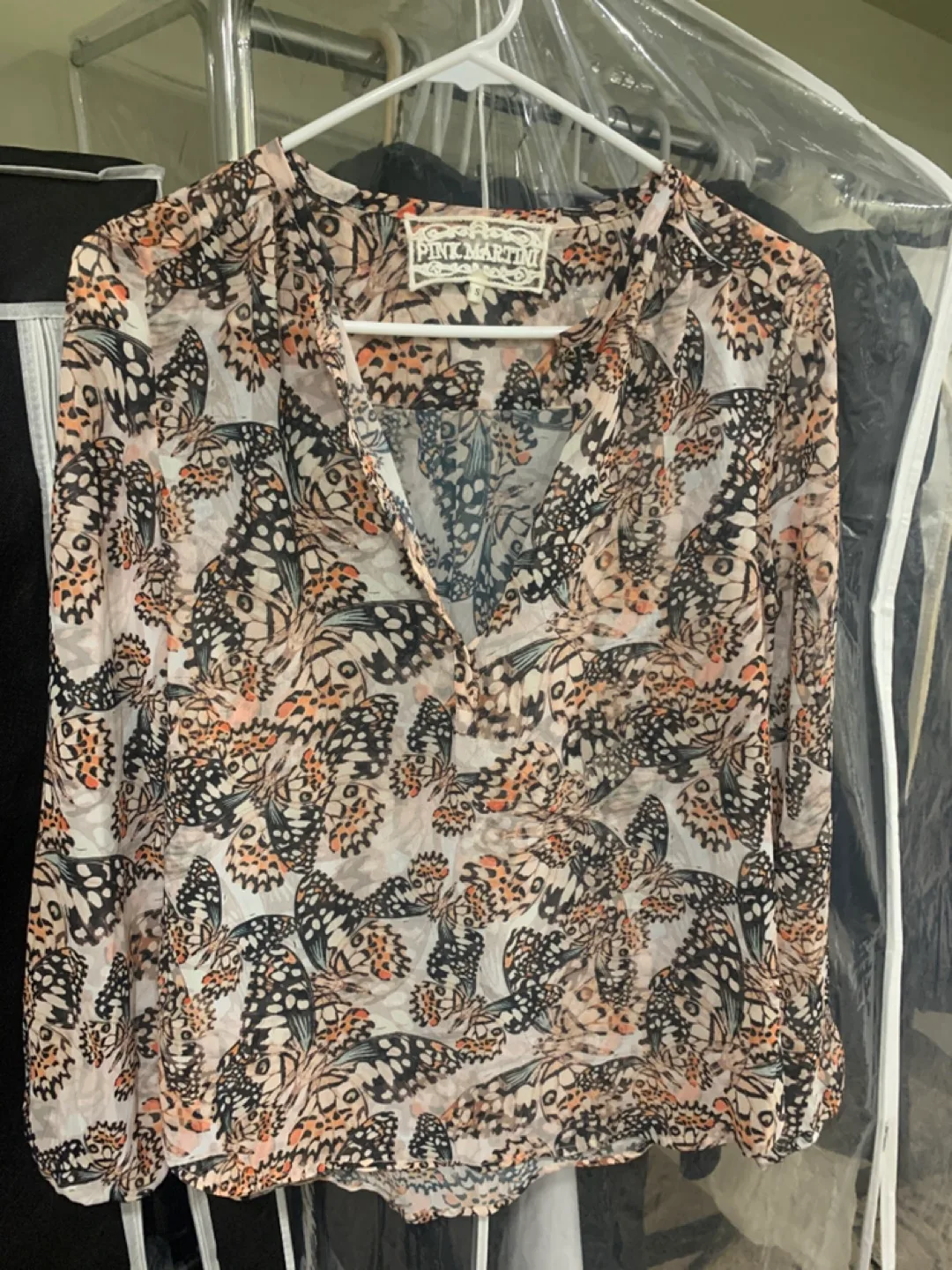 Pink Martini Butterfly Print Blouse - Size Small thumbnail
