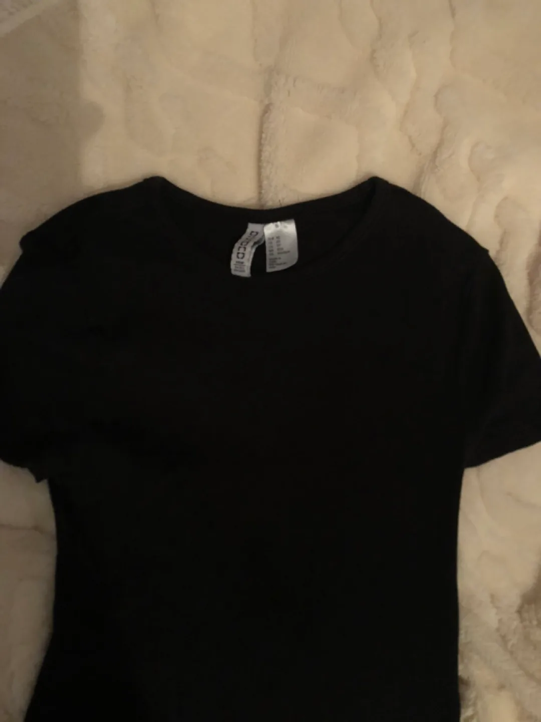 H&M Black Ribbed Short Sleeve T-Shirt - Size XS thumbnail