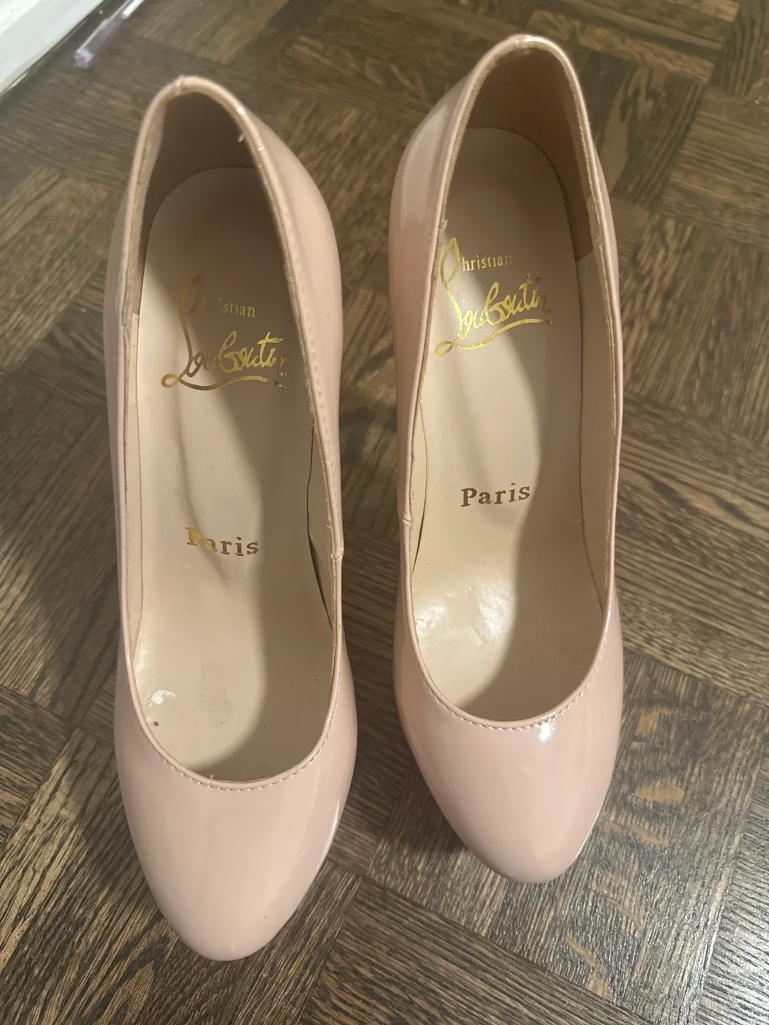 Christian Louboutin Nude Patent Leather Platform Pumps thumbnail