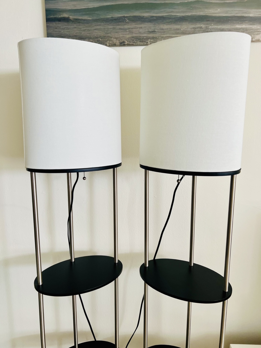 Pair of Modern Floor Lamps with Shelves - photo 3