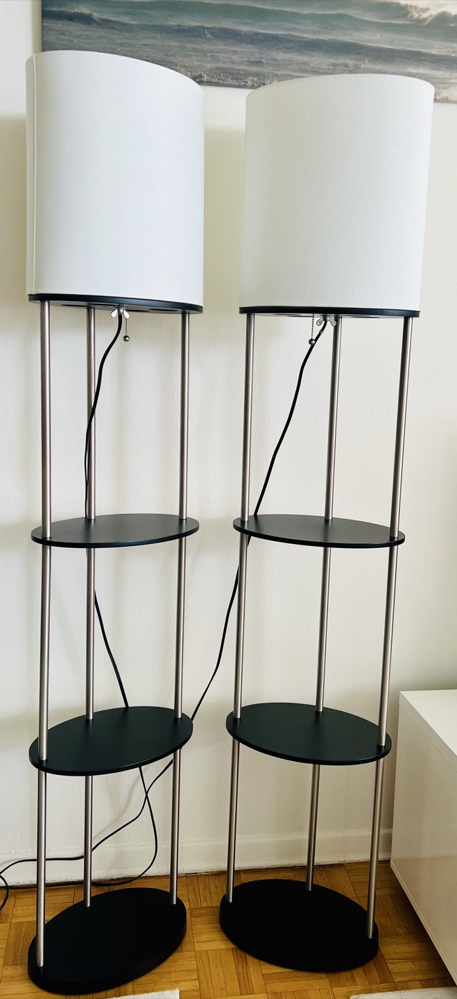 Pair of Modern Floor Lamps with Shelves - photo 2