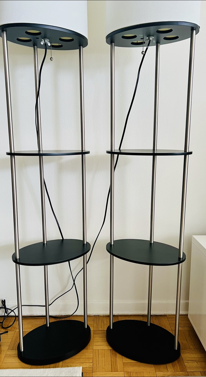 Pair of Modern Floor Lamps with Shelves - photo 4