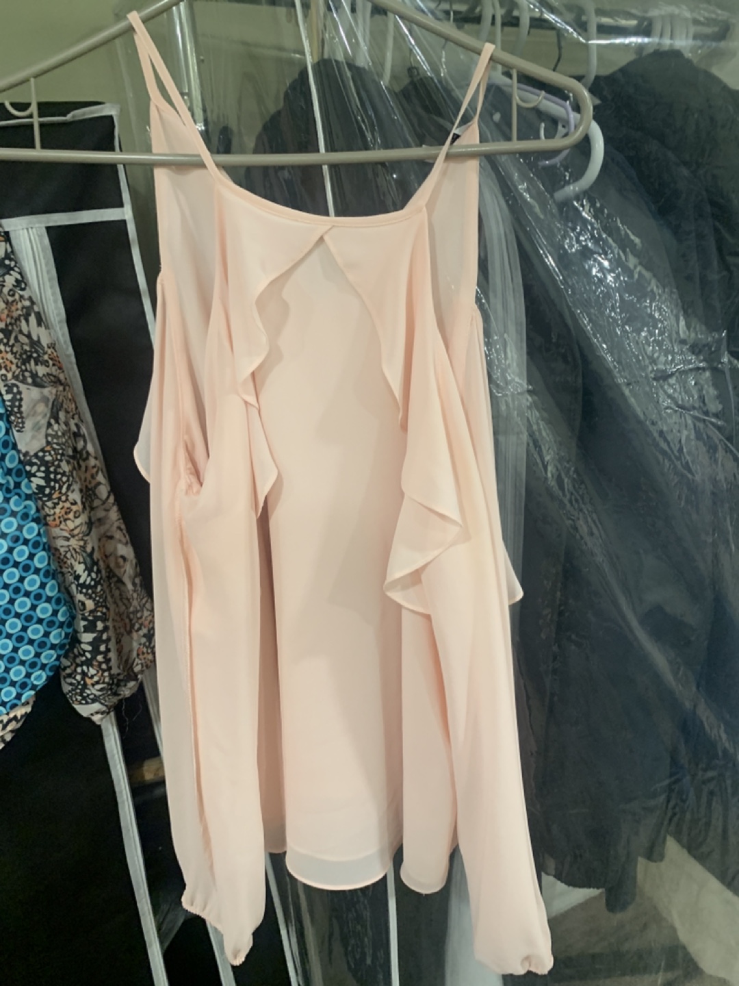 Naked Zebra Peach Cold Shoulder Blouse Size Small