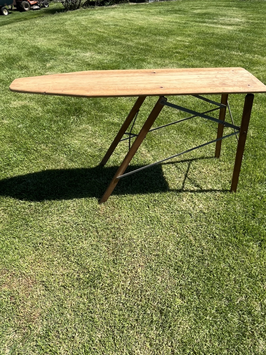 Antique Wooden Ironing Board Table with Metal Frame - photo 4