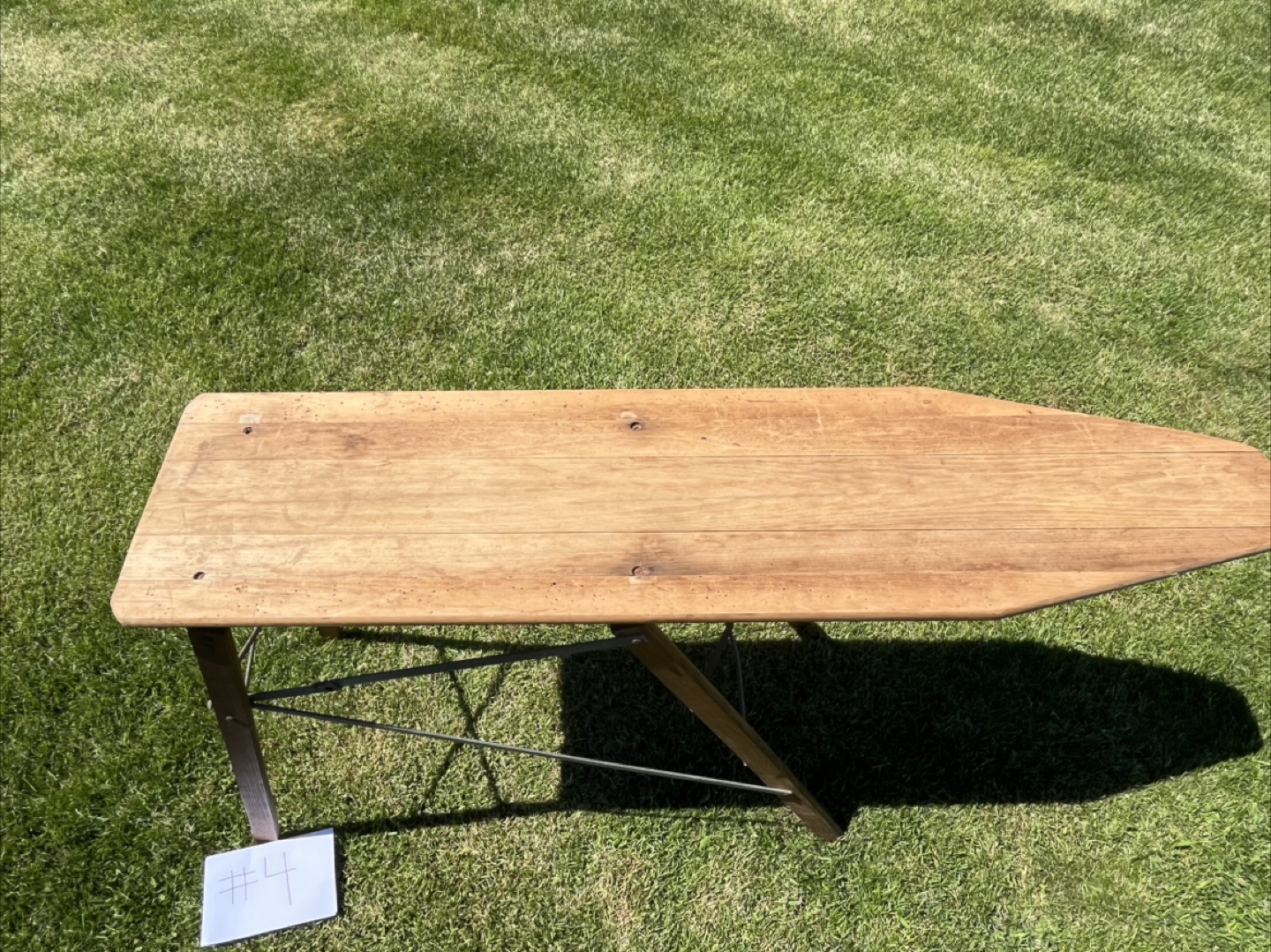 Antique Wooden Ironing Board Table with Metal Frame - photo 3