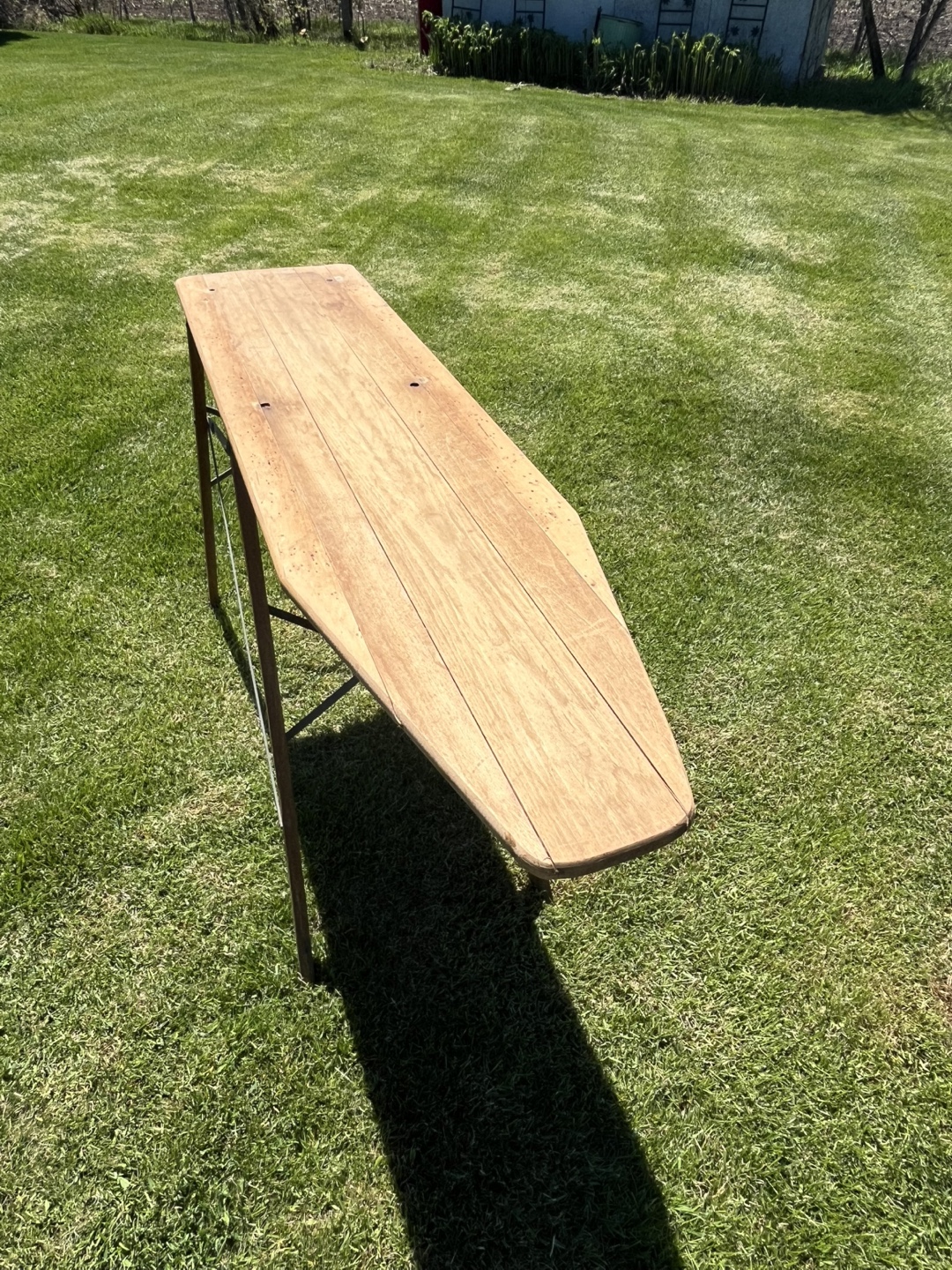 Antique Wooden Ironing Board Table with Metal Frame - photo 5
