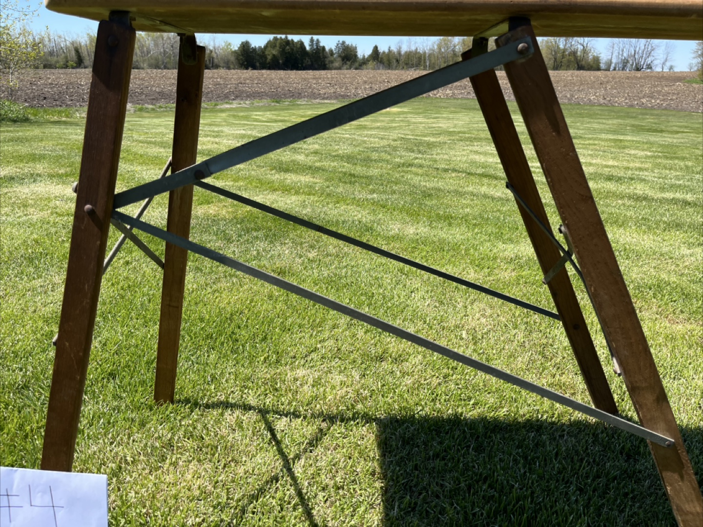 Antique Wooden Ironing Board Table with Metal Frame - photo 2