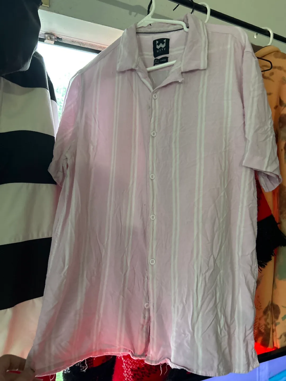 WXYZ Co. Men's Large Purple Striped Button-Up Shirt image indicator(2)